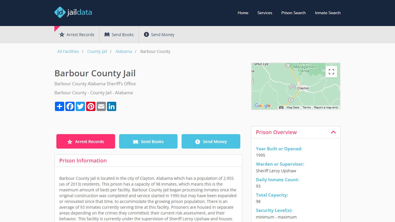 Barbour County Jail Inmate Search and Prisoner Info - Clayton, AL